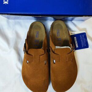 Birkenstock Brown Suede Boston Clogs Mule